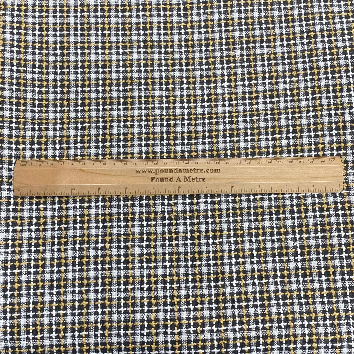 Pound A Metre 3 Metres 3 Metres Premium Wool Rich Fabric 55" Wide (Black, White & Gold)