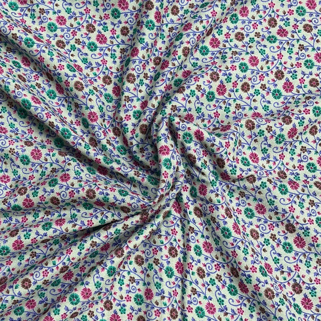 Pound A Metre 3 Metres Printed Alphine Fabric 36'' Wide - (Powder Blue Floral)