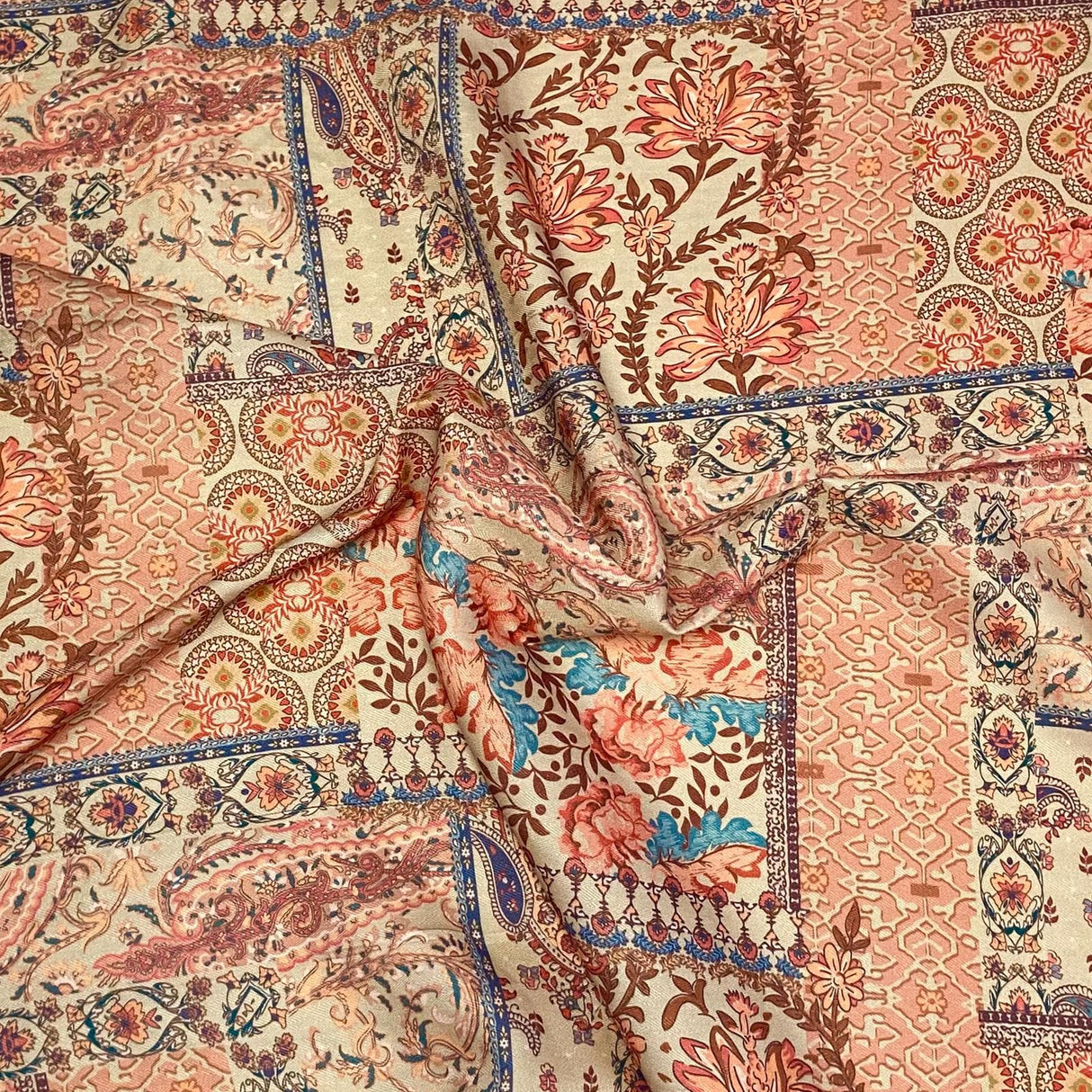 Pound A Metre 3 Metres 3 Metres Printed Cashmere Effect Crepe Fabric- 45" Wide (Amber)