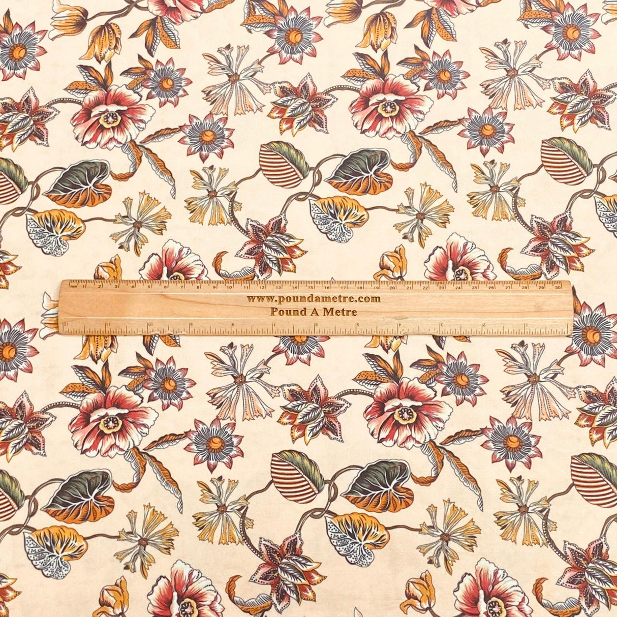 Pound A Metre 3 Metres 3 Metres Printed Cashmere Effect Crepe Fabric- 45" Wide (Beige)