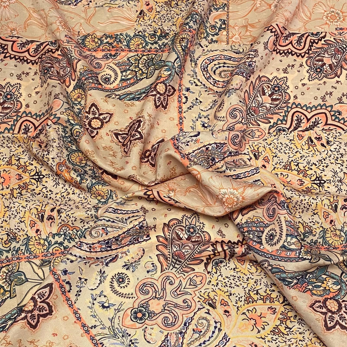 Pound A Metre 3 Metres 3 Metres Printed Cashmere Effect Crepe Fabric- 45" Wide (Canary)