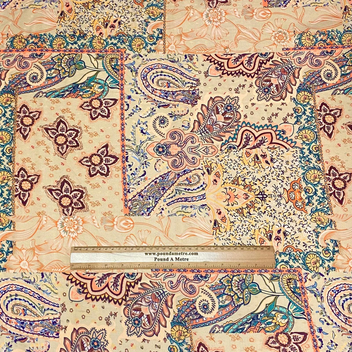 Pound A Metre 3 Metres 3 Metres Printed Cashmere Effect Crepe Fabric- 45" Wide (Canary)