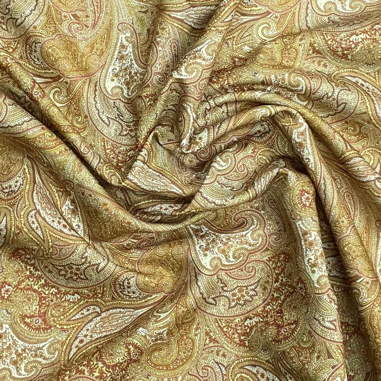 Pound A Metre 3 Metres 3 Metres Printed Cashmere Effect Crepe Fabric- 45" Wide (Gold)