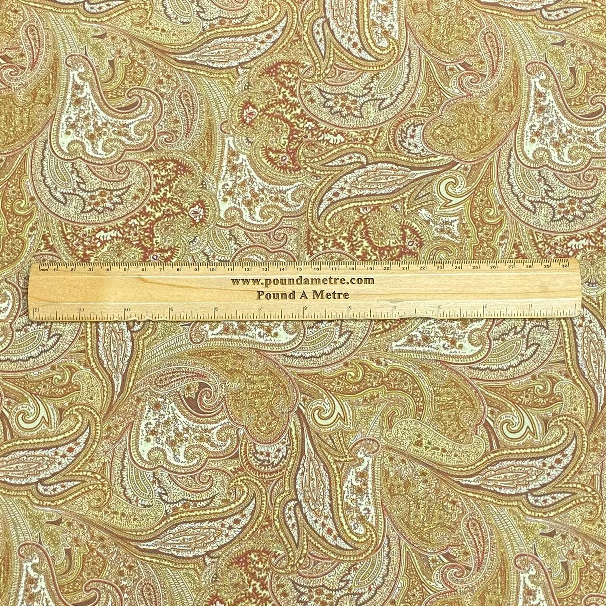 Pound A Metre 3 Metres 3 Metres Printed Cashmere Effect Crepe Fabric- 45" Wide (Gold)