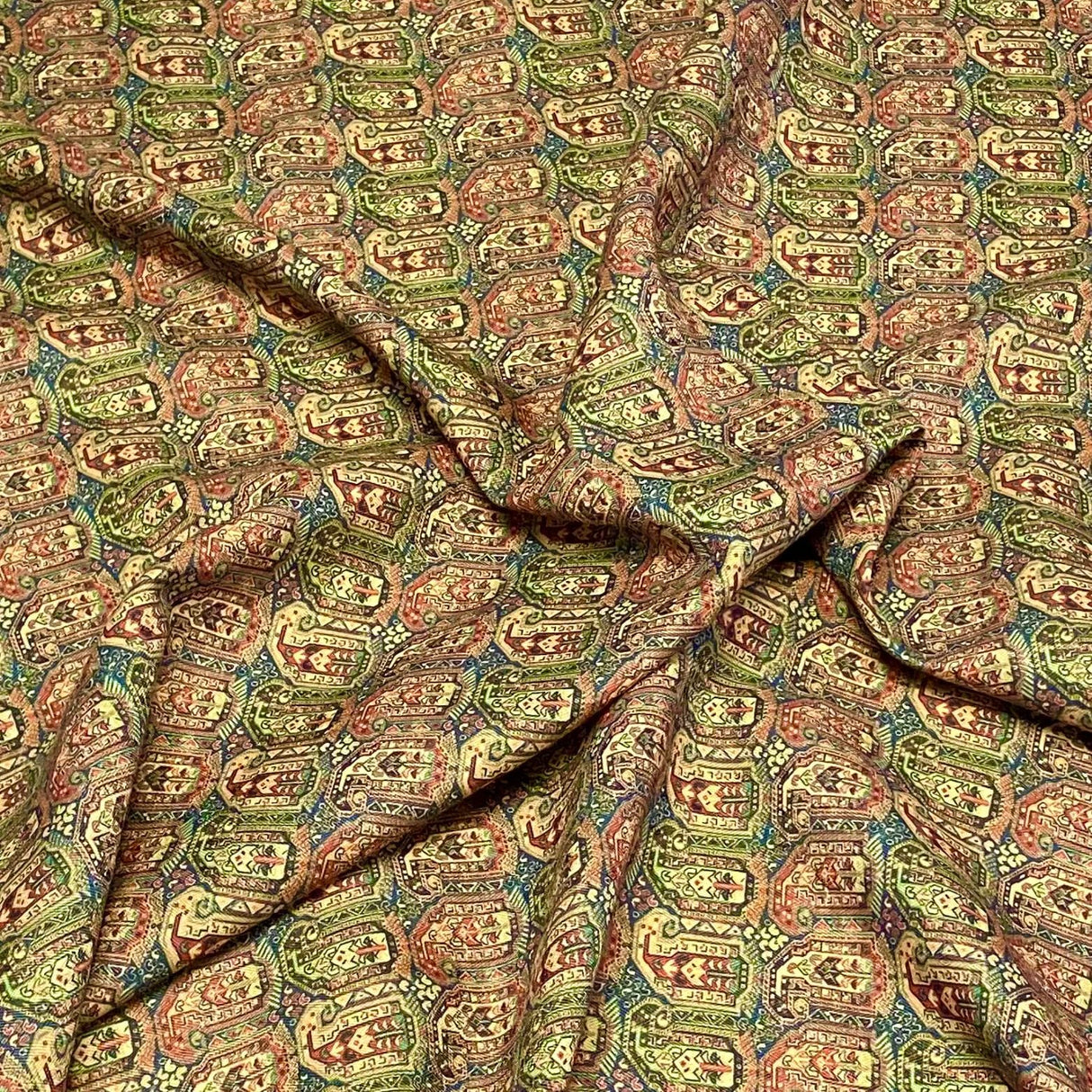 Pound A Metre 3 Metres 3 Metres Printed Cashmere Effect Crepe Fabric- 45" Wide (Green)