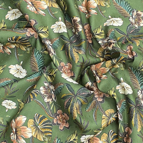 Pound A Metre 3 Metres 3 Metres Printed Cashmere Effect Crepe Fabric- 45" Wide (Green)