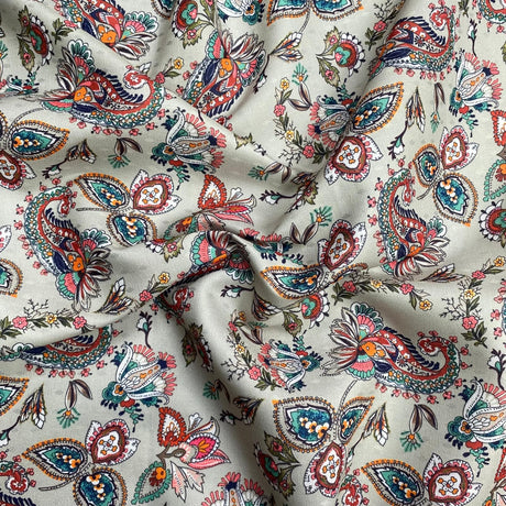 Pound A Metre 3 Metres 3 Metres Printed Cashmere Effect Crepe Fabric- 45" Wide (Grey)