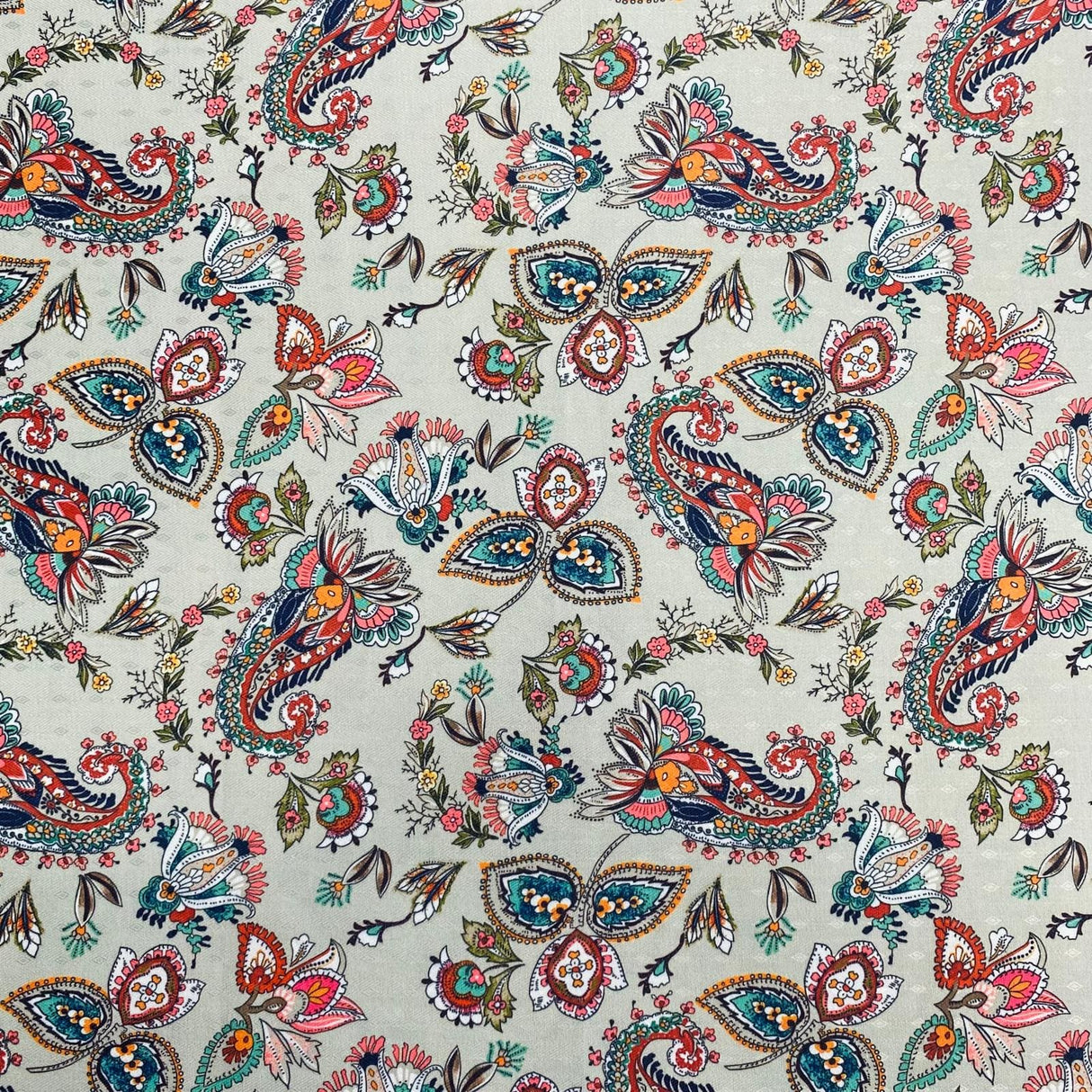 Pound A Metre 3 Metres 3 Metres Printed Cashmere Effect Crepe Fabric- 45" Wide (Grey)