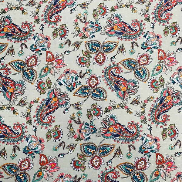 Pound A Metre 3 Metres 3 Metres Printed Cashmere Effect Crepe Fabric- 45" Wide (Grey)