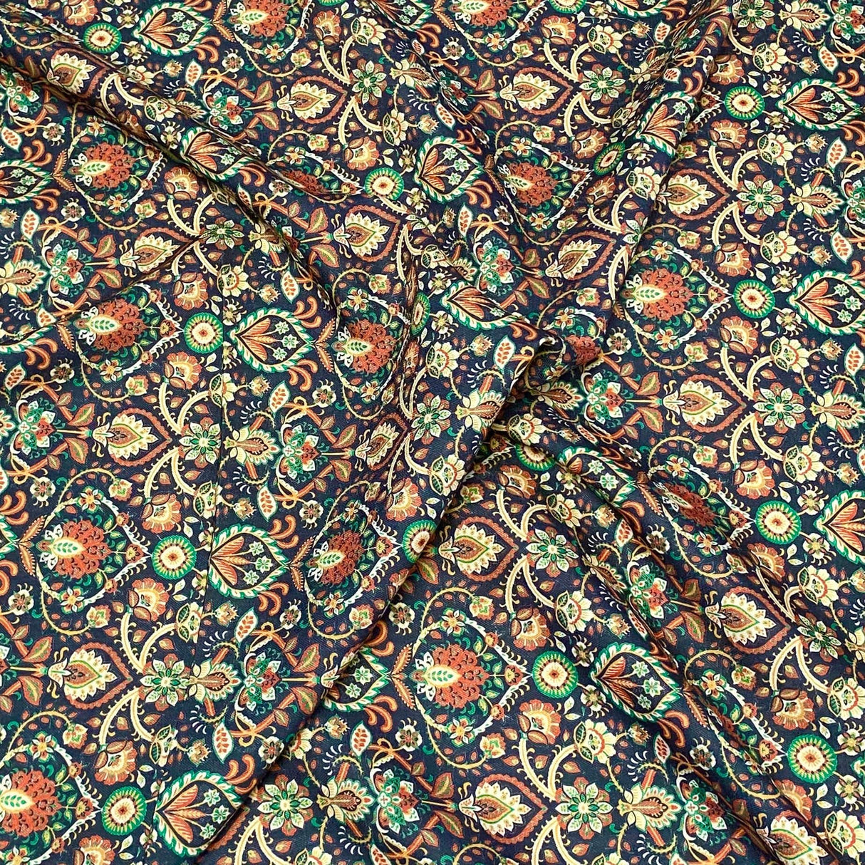Pound A Metre 3 Metres 3 Metres Printed Cashmere Effect Crepe Fabric- 45" Wide (Navy)