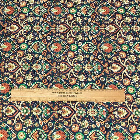 Pound A Metre 3 Metres 3 Metres Printed Cashmere Effect Crepe Fabric- 45" Wide (Navy)