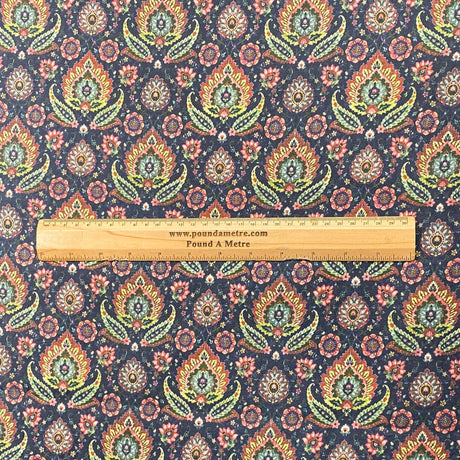 Pound A Metre 3 Metres 3 Metres Printed Cashmere Effect Crepe Fabric- 45" Wide (Navy)