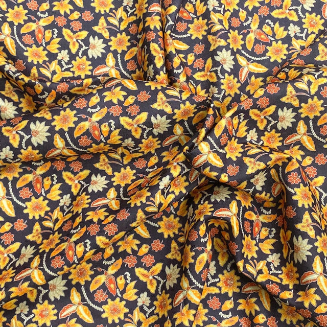 Pound A Metre 3 Metres 3 Metres Printed Cashmere Effect Crepe Fabric- 45" Wide (Orange)