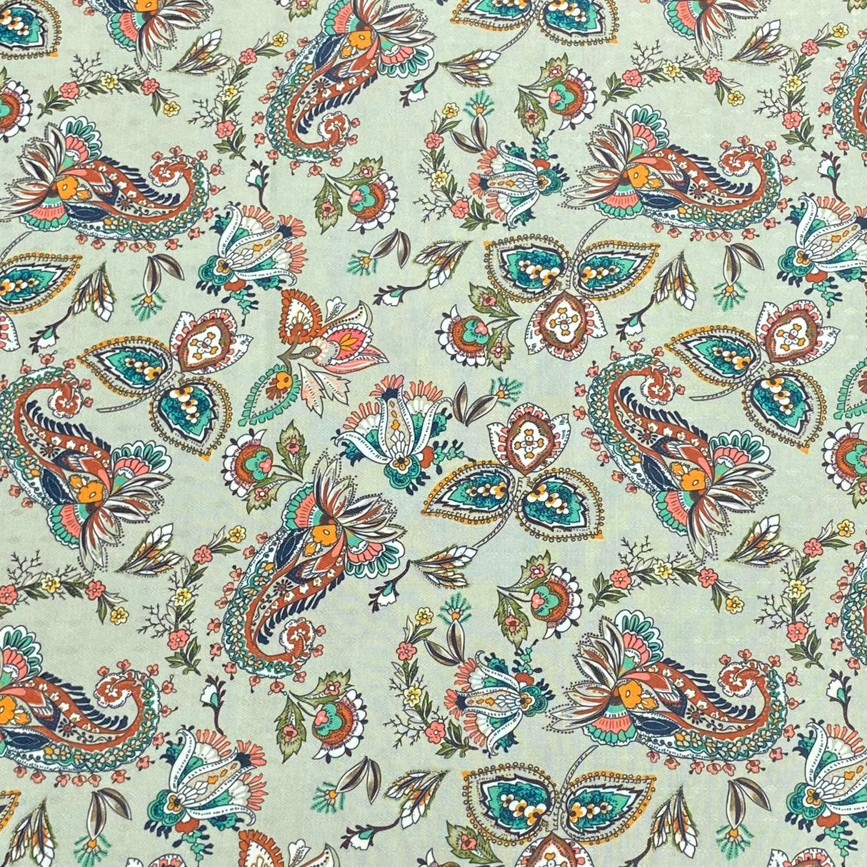 Pound A Metre 3 Metres 3 Metres Printed Cashmere Effect Crepe Fabric- 45" Wide (Sage)