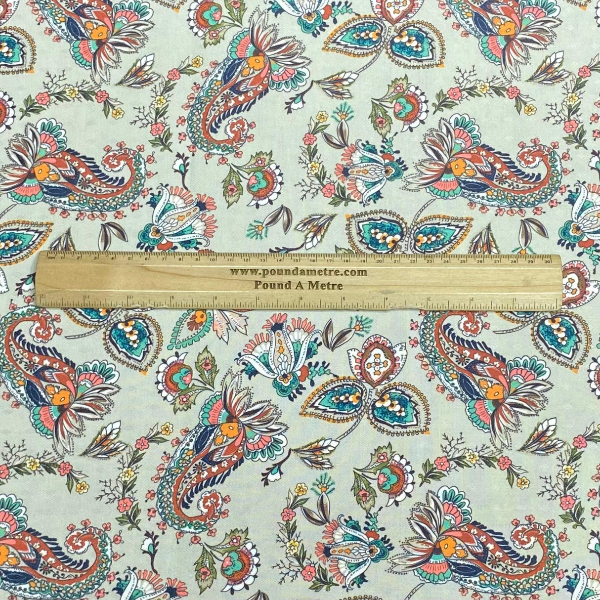 Pound A Metre 3 Metres 3 Metres Printed Cashmere Effect Crepe Fabric- 45" Wide (Sage)