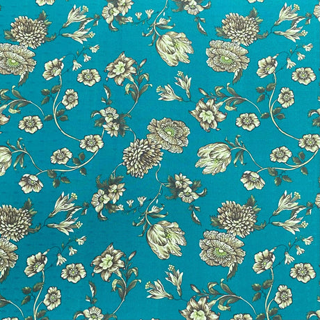 Pound A Metre 3 Metres 3 Metres Printed Cashmere Effect Crepe Fabric- 45" Wide (Small Flower)