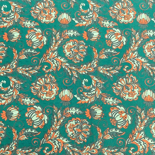 Pound A Metre 3 Metres 3 Metres Printed Cashmere Effect Crepe Fabric- 45" Wide (Teal)