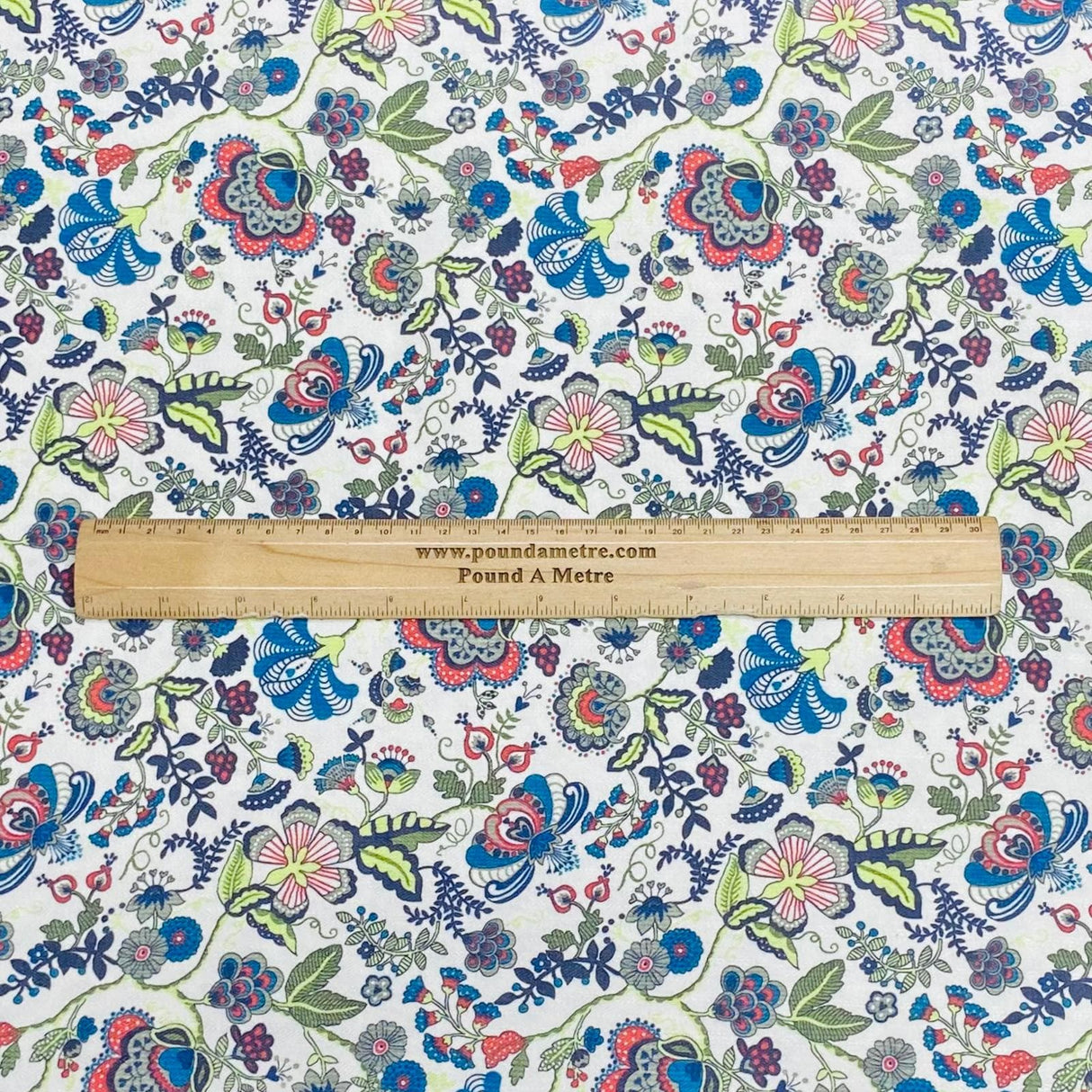 Pound A Metre 3 Metres 3 Metres Printed Cashmere Effect Crepe Fabric- 45" Wide (White)