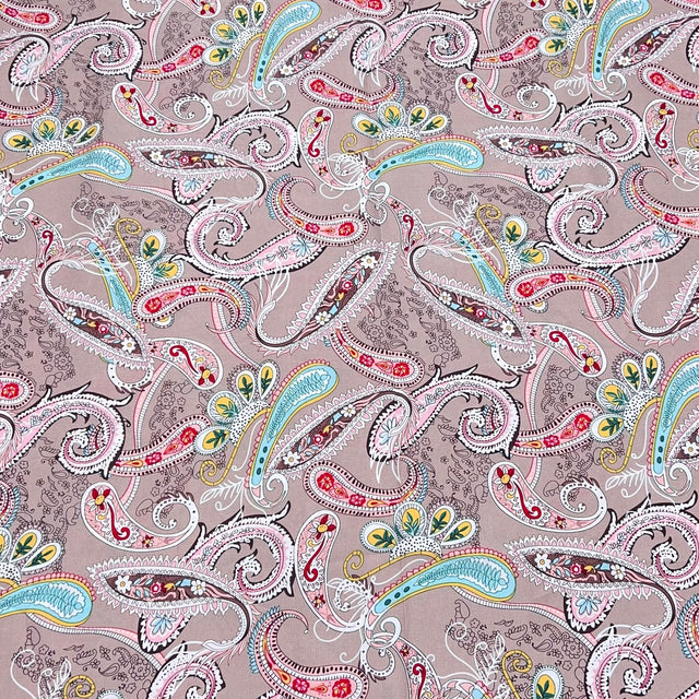 Pound A Metre 3 Metres Printed Dress Making Viscose- 55" Wide (Beige Paisley)