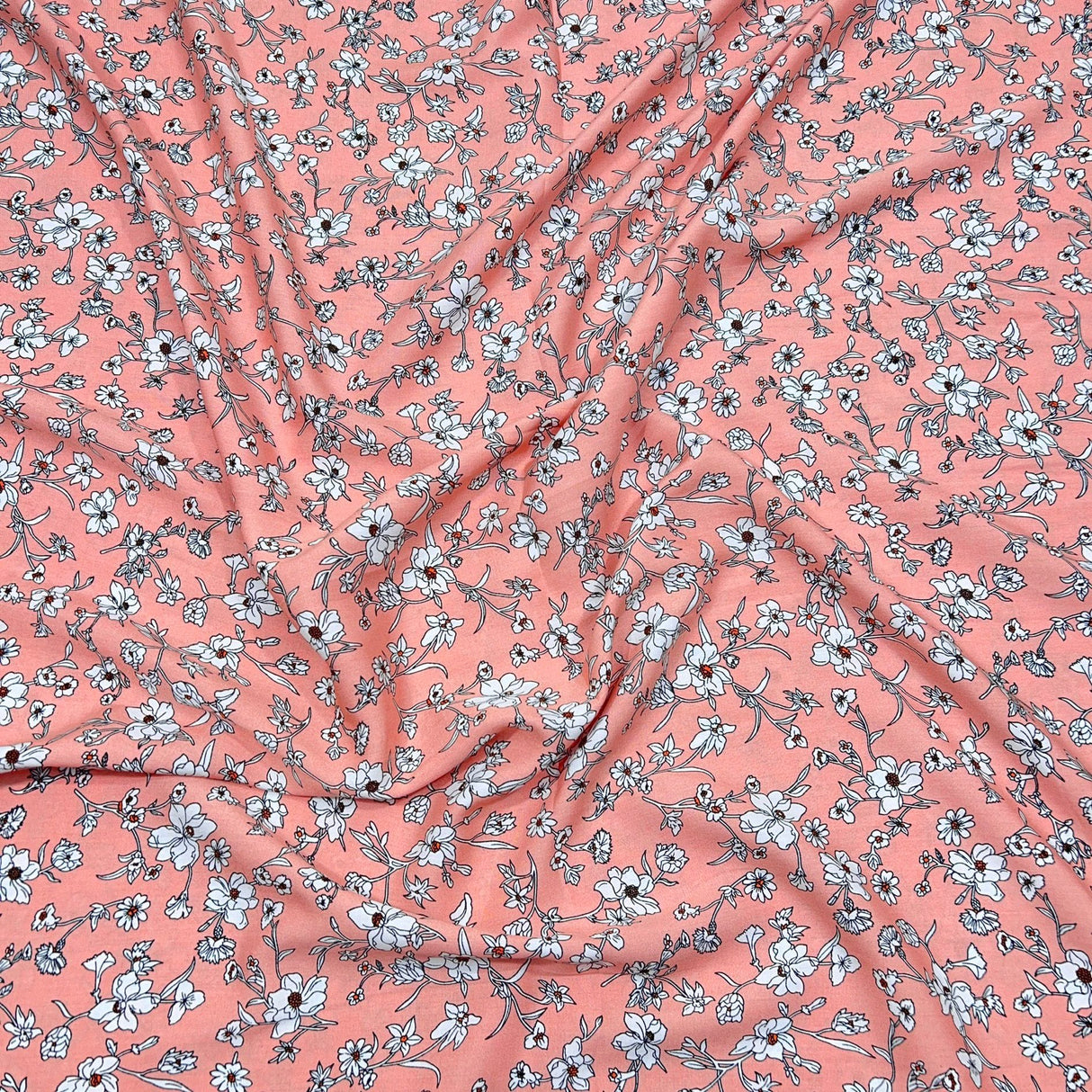 Pound A Metre 3 Metres Printed Dress Making Viscose- 55" Wide (Pink Garden)