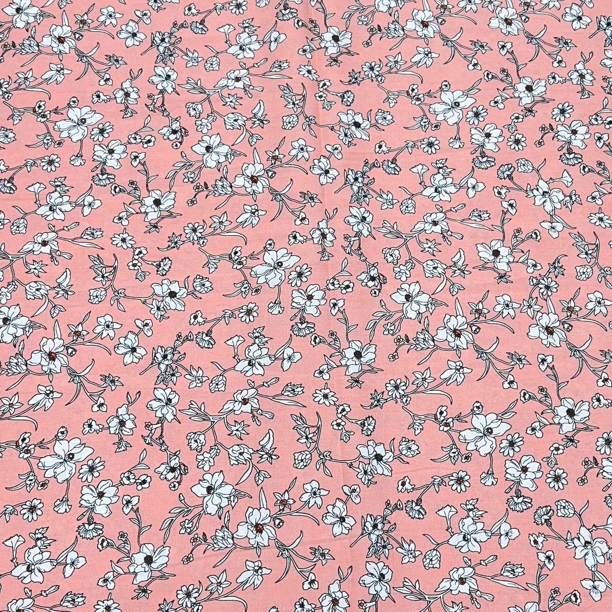 Pound A Metre 3 Metres Printed Dress Making Viscose- 55" Wide (Pink Garden)