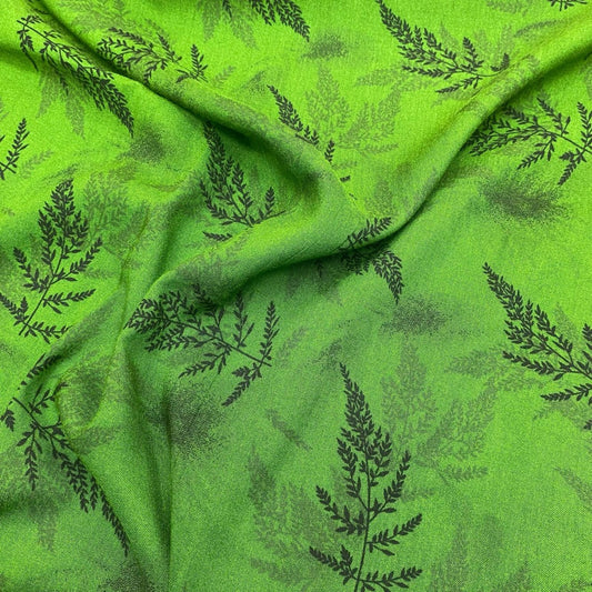 3 Metres Printed Dress Viscose- 55" Wide (Green Branch) - Pound A Metre