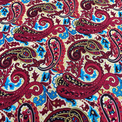 3 Metres Printed Dress Viscose- 55" Wide (Paisley Red & Cream) - Pound A Metre