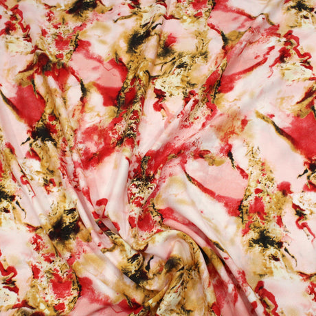 Pound A Metre 3 Metres Printed Dress Viscose- 55" Wide (Red Tie-dye)