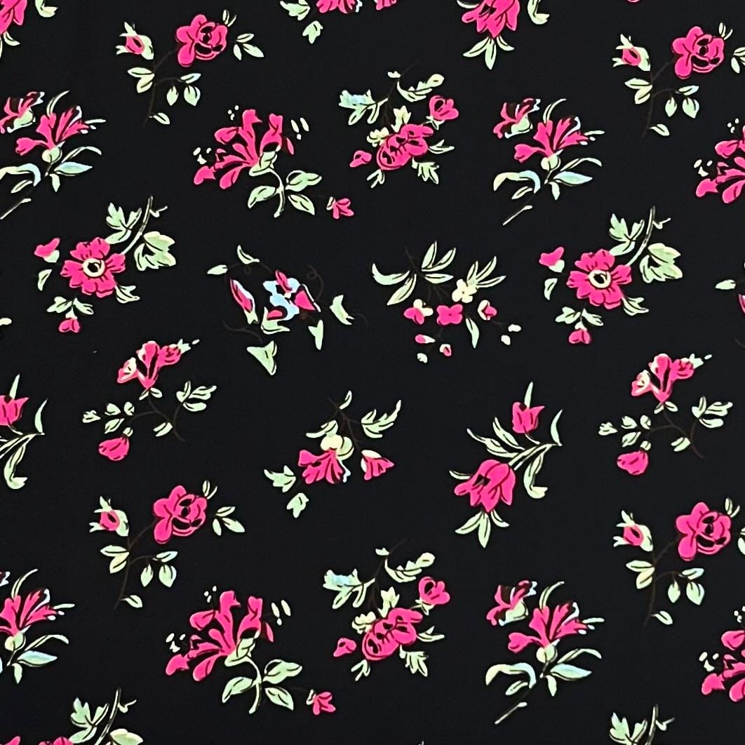 Pound A Metre 3 Metres Printed Dressmaking Viscose Fabric – 55" Wide (Black)