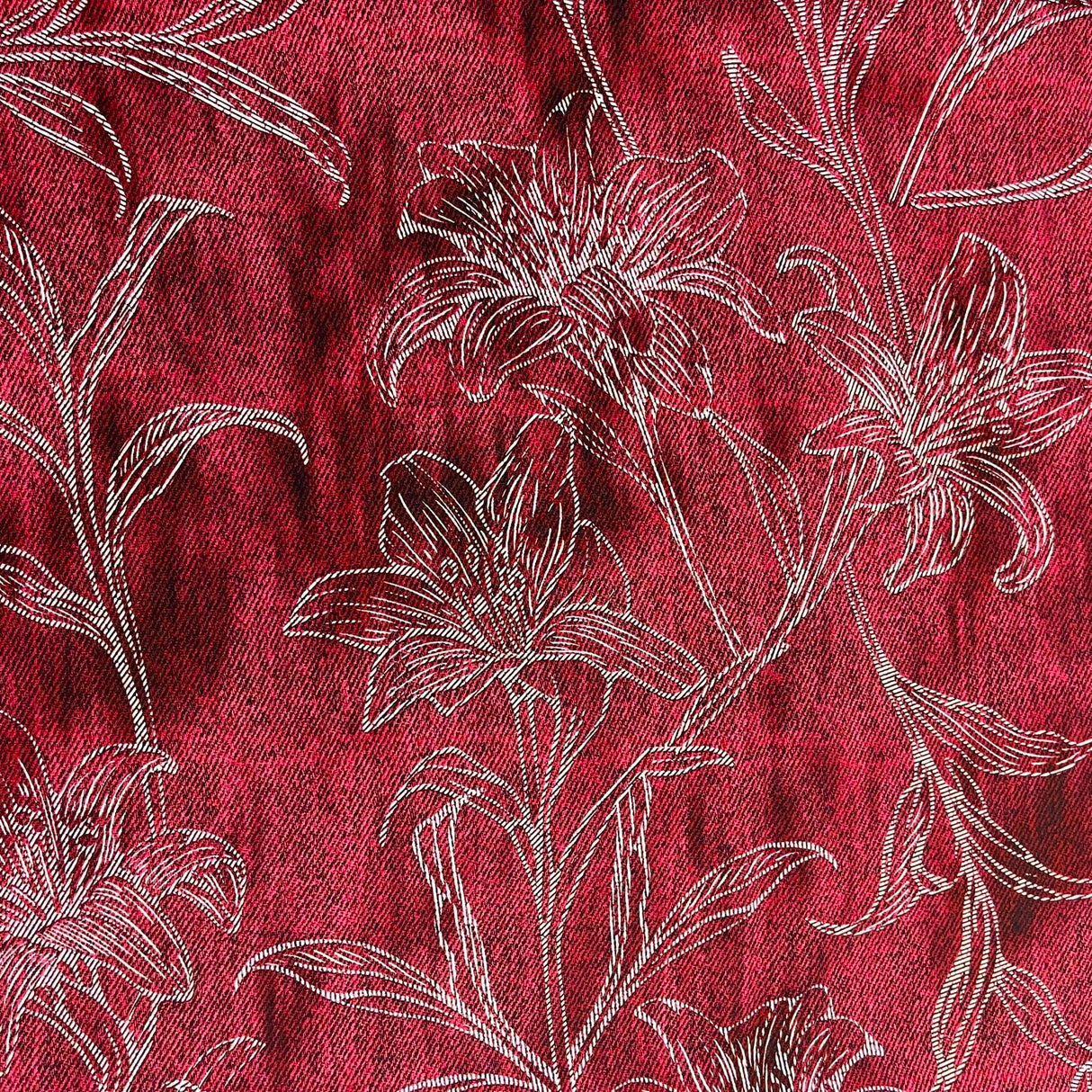 Pound A Metre 3 Metres Printed Dressmaking Viscose Fabric – 55" Wide (Burgundy Floral)