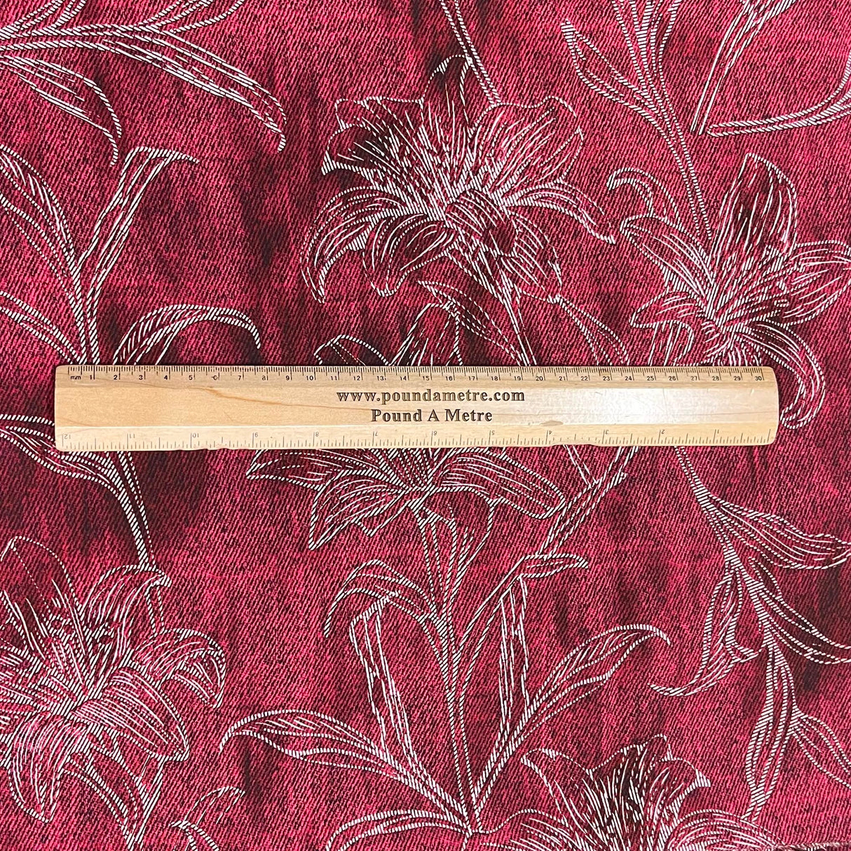 Pound A Metre 3 Metres Printed Dressmaking Viscose Fabric – 55" Wide (Burgundy Floral)