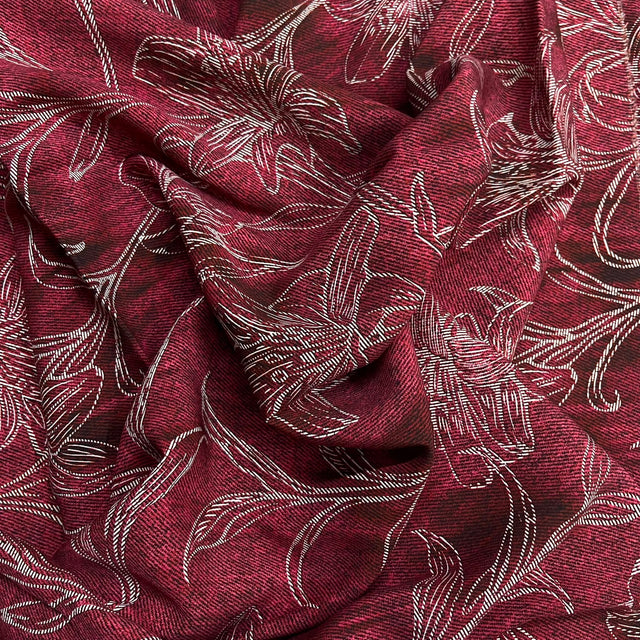 Pound A Metre 3 Metres Printed Dressmaking Viscose Fabric – 55" Wide (Burgundy Floral)