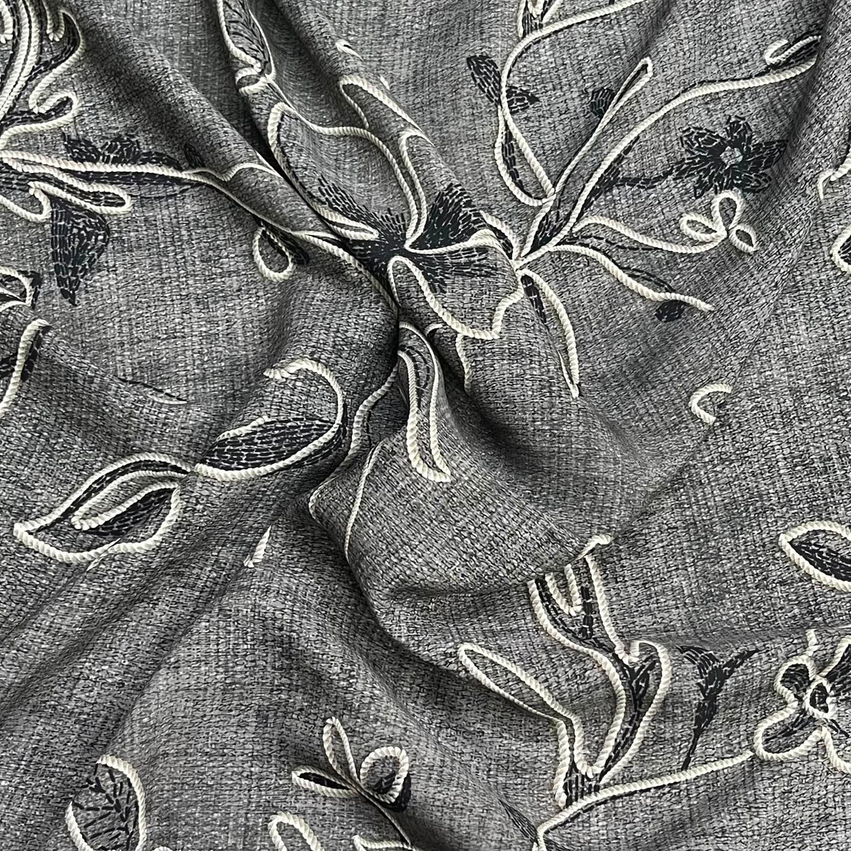Pound A Metre 3 Metres Printed Dressmaking Viscose Fabric – 55" Wide (Charcoal)