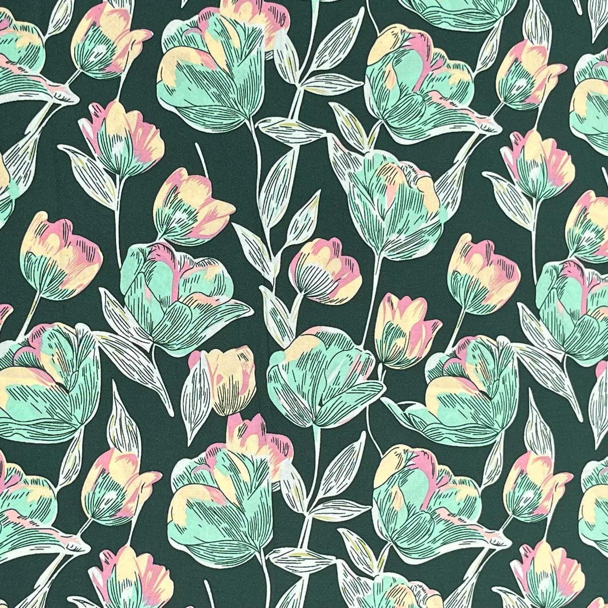 Pound A Metre 3 Metres Printed Dressmaking Viscose Fabric – 55" Wide (Leaf)