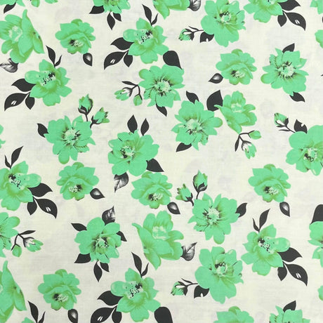 Pound A Metre 3 Metres Printed Dressmaking Viscose Fabric – 55" Wide (Light Green)