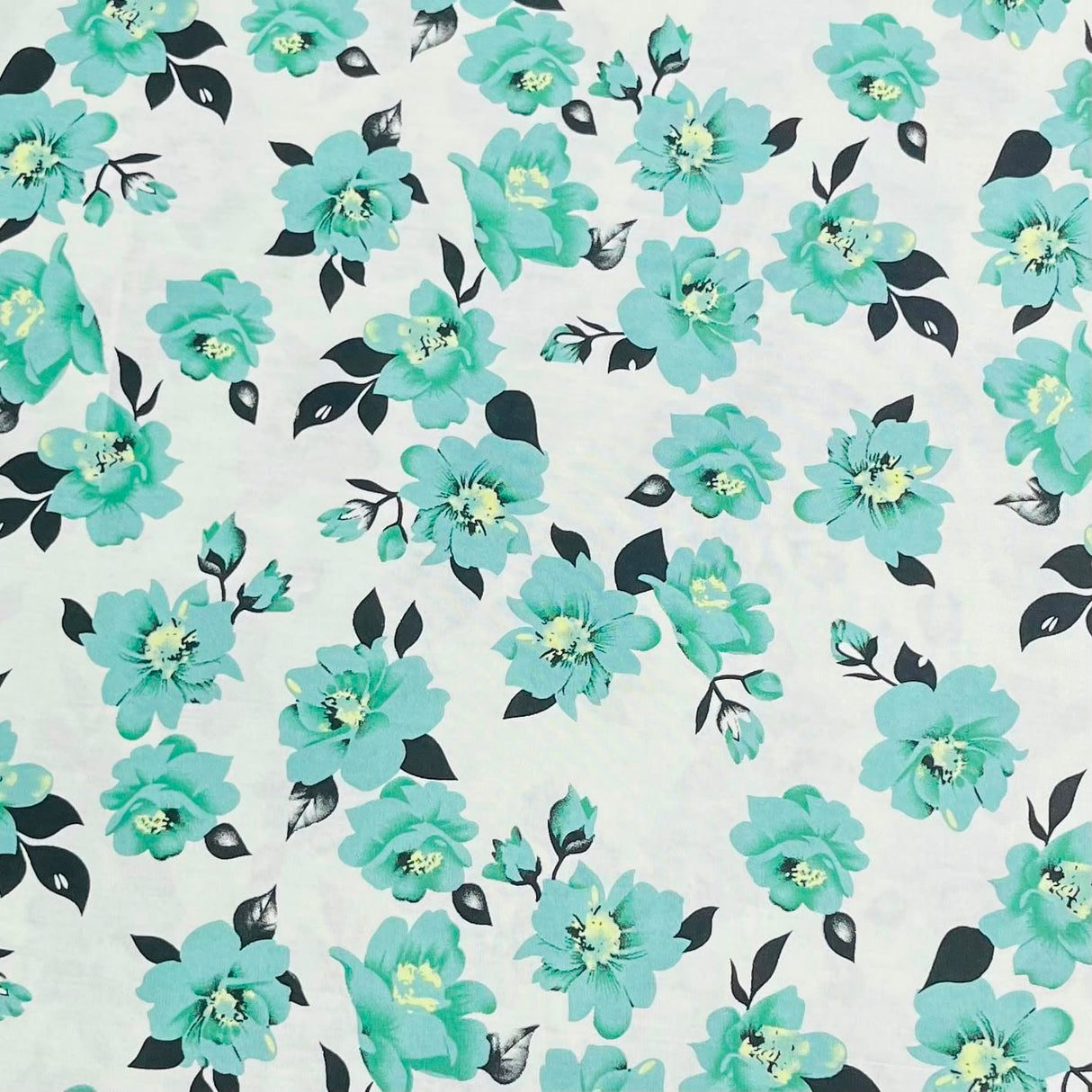 Pound A Metre 3 Metres Printed Dressmaking Viscose Fabric – 55" Wide (Mint Flower)
