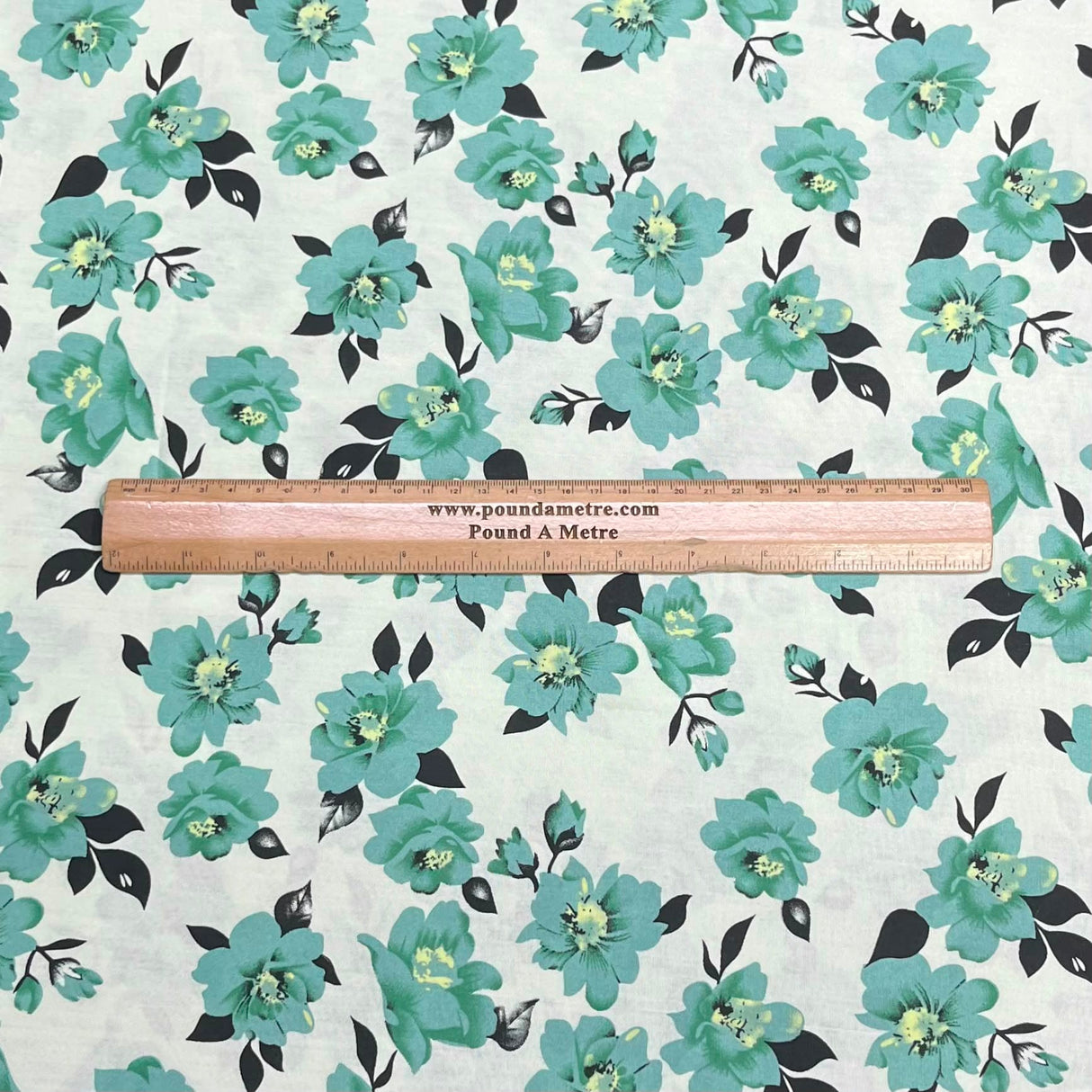 Pound A Metre 3 Metres Printed Dressmaking Viscose Fabric – 55" Wide (Mint Flower)