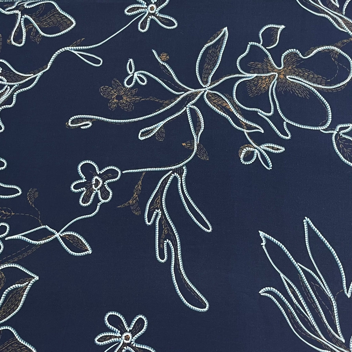 Pound A Metre 3 Metres Printed Dressmaking Viscose Fabric – 55" Wide (Navy Garden)