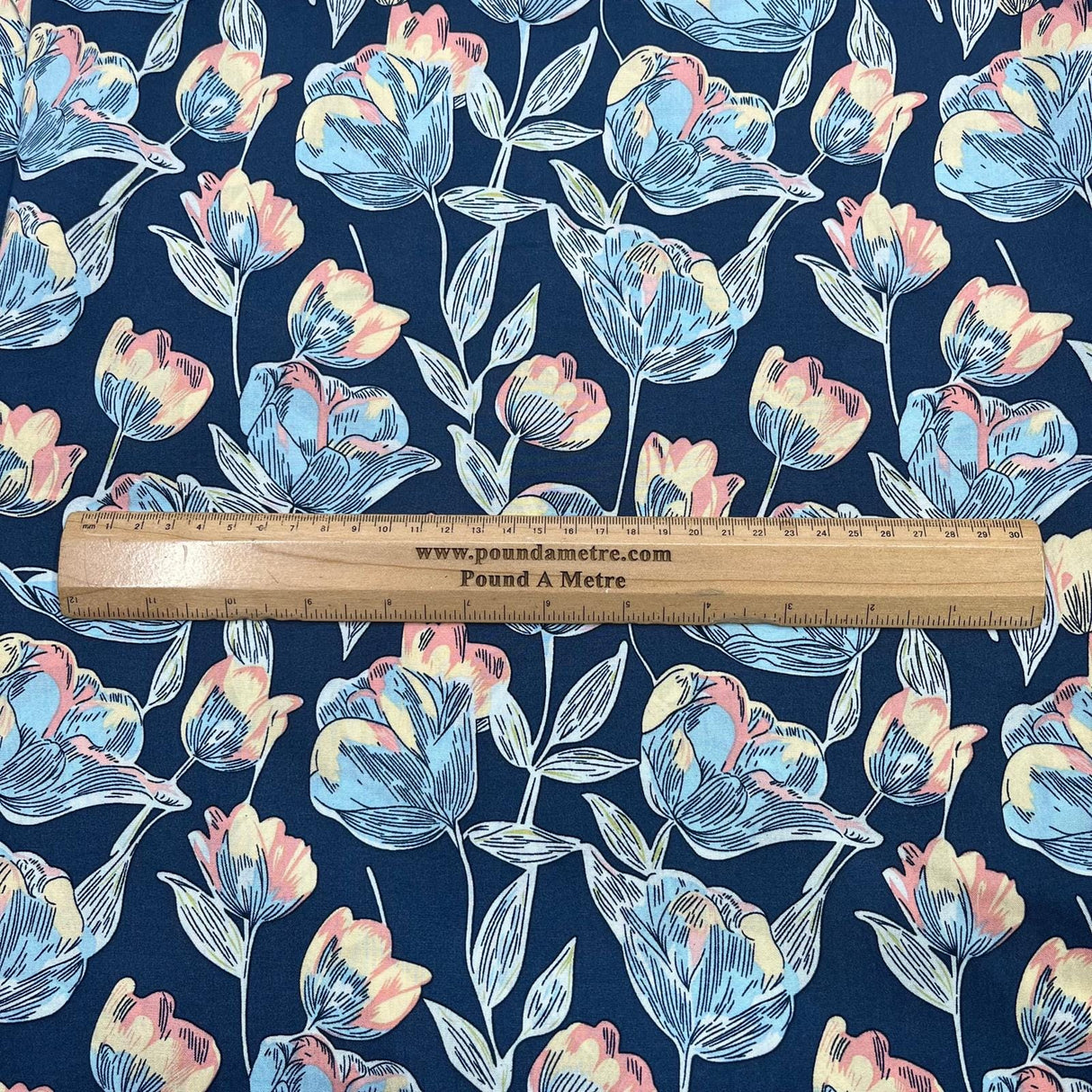 Pound A Metre 3 Metres Printed Dressmaking Viscose Fabric – 55" Wide (Ocean)