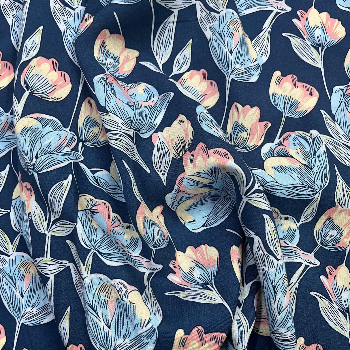 Pound A Metre 3 Metres Printed Dressmaking Viscose Fabric – 55" Wide (Ocean)