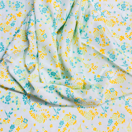 Pound A Metre 3 Metres Printed Dressmaking Viscose Fabric – 55" Wide (Paisley Floral)