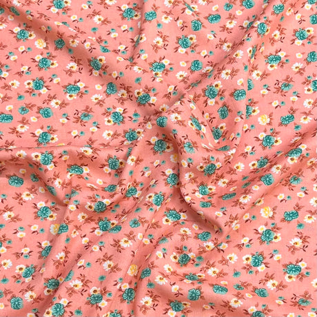Pound A Metre 3 Metres Printed Dressmaking Viscose Fabric – 55" Wide (Peach Garden)