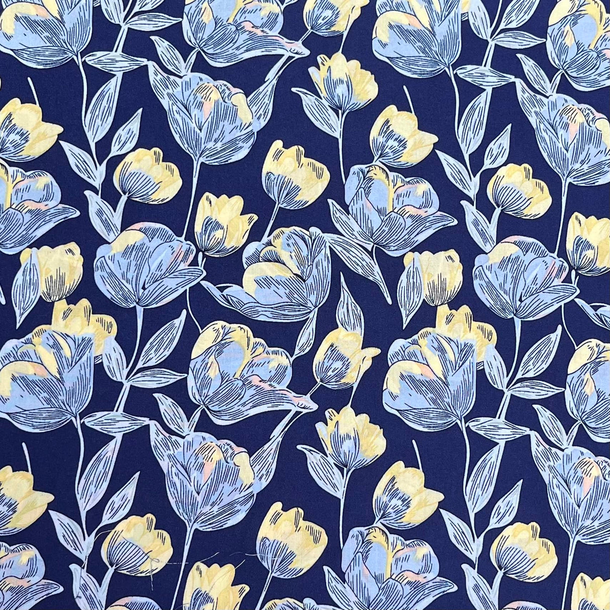 Pound A Metre 3 Metres Printed Dressmaking Viscose Fabric – 55" Wide (Royal Floral)