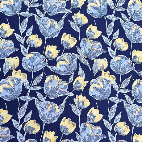 Pound A Metre 3 Metres Printed Dressmaking Viscose Fabric – 55" Wide (Royal Floral)