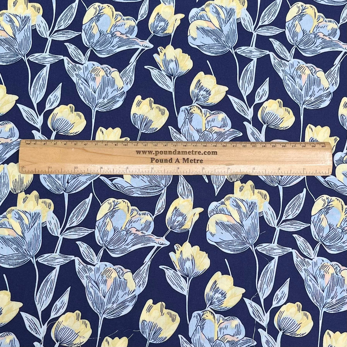 Pound A Metre 3 Metres Printed Dressmaking Viscose Fabric – 55" Wide (Royal Floral)