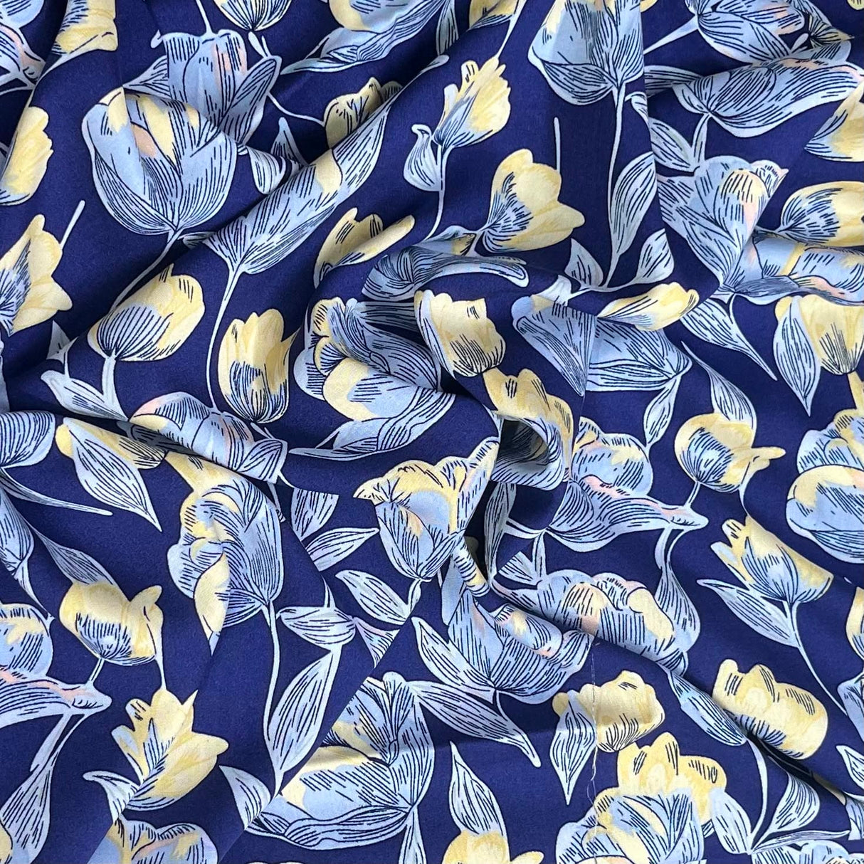 Pound A Metre 3 Metres Printed Dressmaking Viscose Fabric – 55" Wide (Royal Floral)