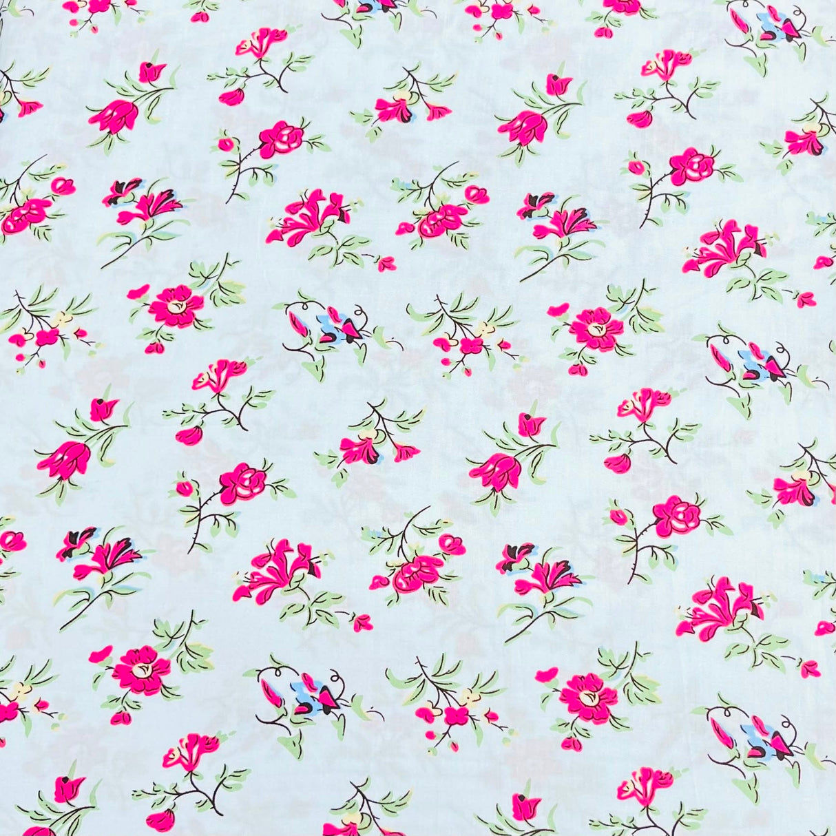 Pound A Metre 3 Metres Printed Dressmaking Viscose Fabric – 55" Wide (Sky Flowers)