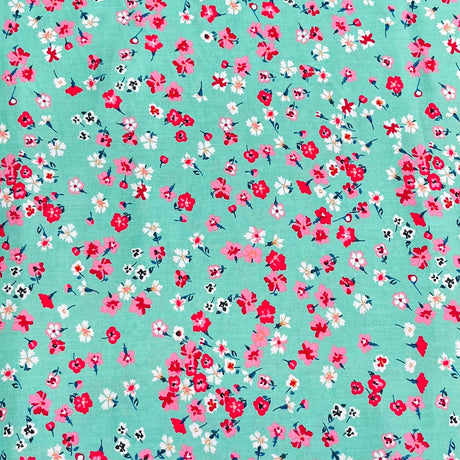 Pound A Metre 3 Metres Printed Dressmaking Viscose Fabric – 55" Wide (Turquoise Garden)