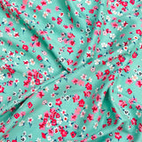 Pound A Metre 3 Metres Printed Dressmaking Viscose Fabric – 55" Wide (Turquoise Garden)
