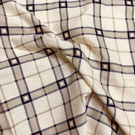Pound A Metre 3 Metres 3 Metres Printed Linen Look Fabric - 45" Wide - (Checks) (EOL)